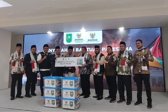 Pemprov Riau Salurkan Donasi Kemanusiaan Palestina Rp5,6 Melalui BAZNAS RI