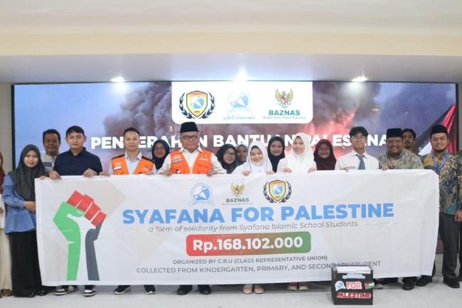 Terus mengalir, BAZNAS Terima Donasi Kemanusian Palestina dari Syafana Islamic School 