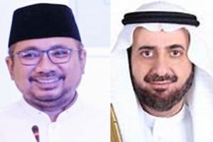 Yaqut Cholil Qoumas, Menteri Agama (Menag) RI dan Tawfiq bin Fawzan Al-Rabiah, Menteri Haji dan Umrah Kerajaan Arab Saudi. (Istimewa)