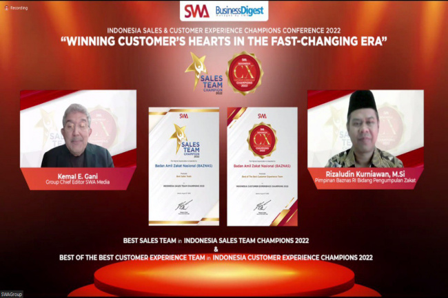BAZNAS Raih Penghargaan Indonesia Customer Experience Champion dan Indonesia Sales Team Champion