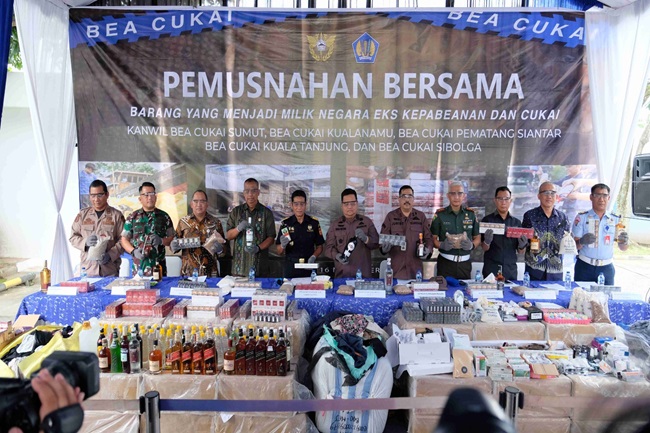Bea Cukai di Sumatera Utara Musnahkan Barang Hasil Penindakan Senilai Rp2,3 Miliar
