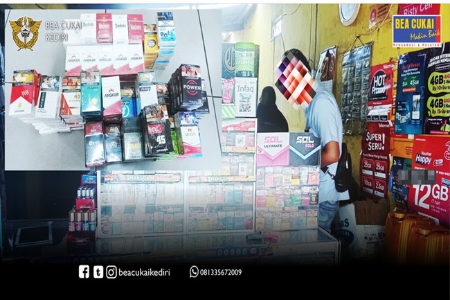 Bea Cukai Kediri Temukan Ribuan Rokok Ilegal dari Sebuah Toko di Nganjuk
