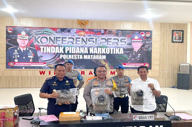 Bea Cukai dan Polresta Mataram Sita Dua Kilogram Paket Ganja Asal Sumatera