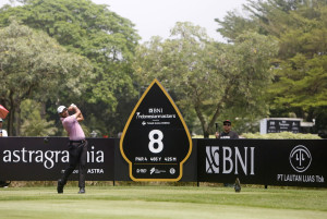 Aksi pegolf dunia di turnamen BNI Indonesian Masters 2023 
