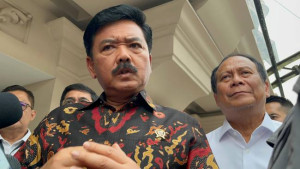 Menko Polhukam Hadi Tjahjanto saat ditemui wartawan usai menghadiri Rakernis Baintelkam Polri, di Jakarta Selatan, Selasa (28/5) (Gatra/Dian Fitriyanah)